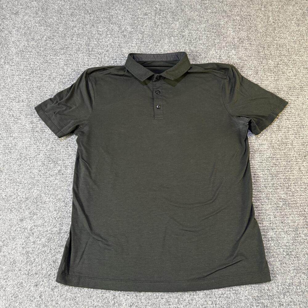 Lululemon Polo Shirt Mens Medium Black Athletic Performance Golf Stretch
